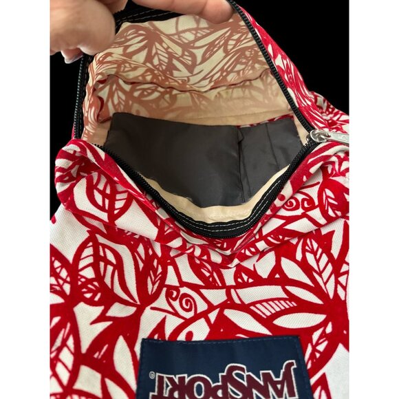 Jansport Red & White Floral Pattern Backpack With Front Pocket & Padded Straps - Picture 9 of 10